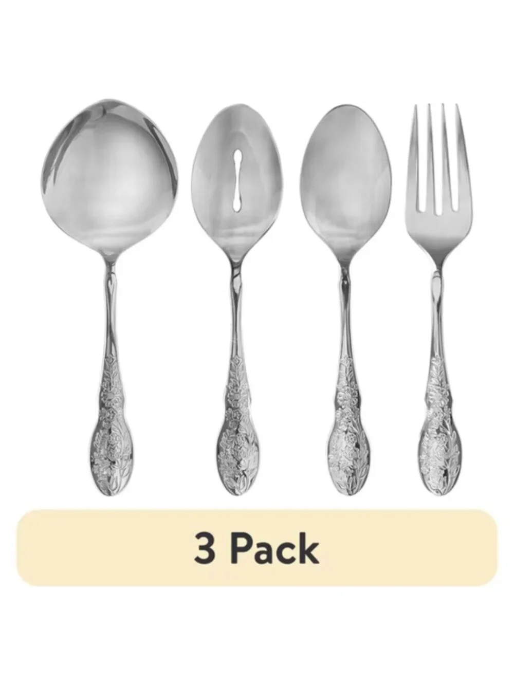 The Pioneer Woman Silver Mazie 4-Piece Stainless Steel 3 Pack Serving Utensils